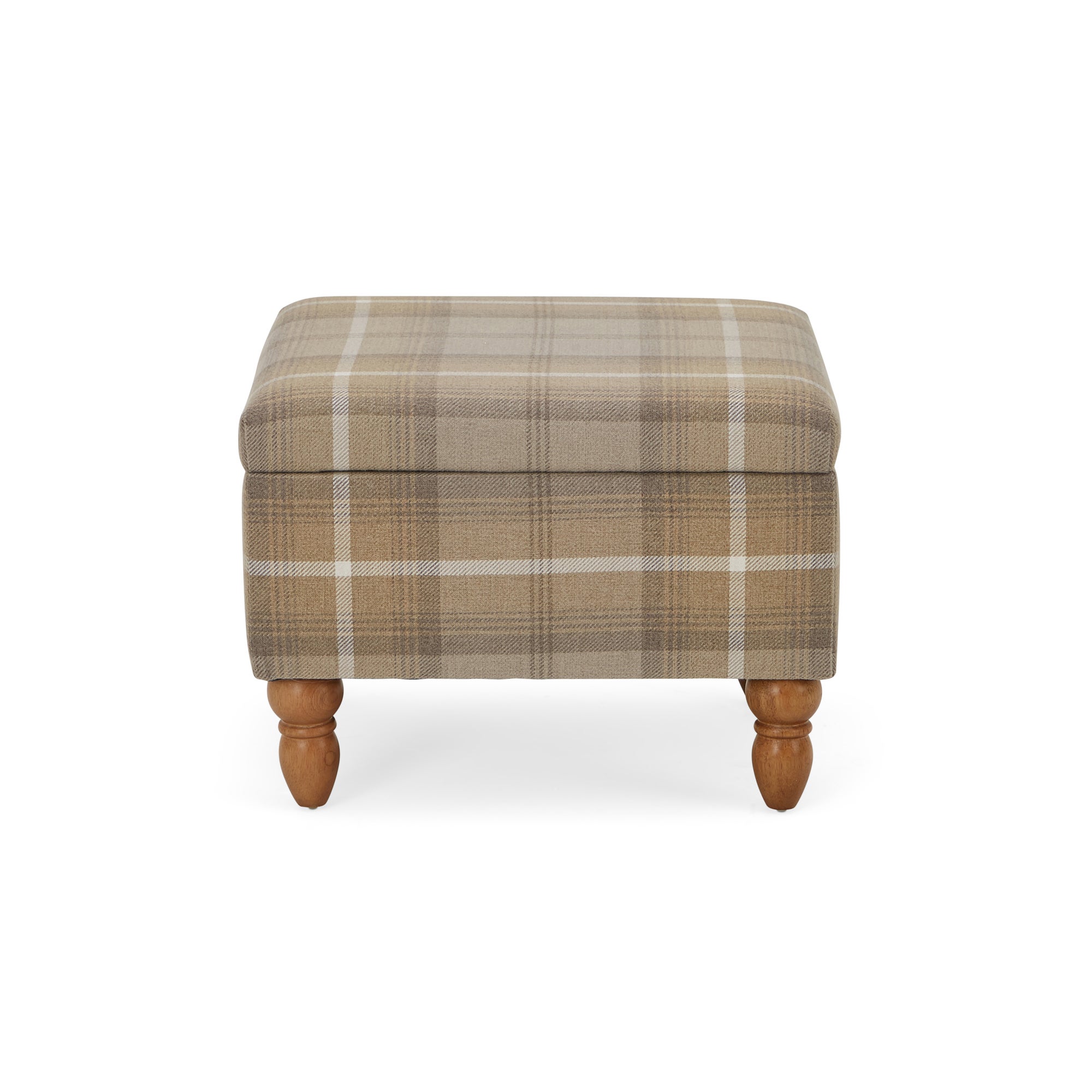 Oswald Check Storage Footstool Natural