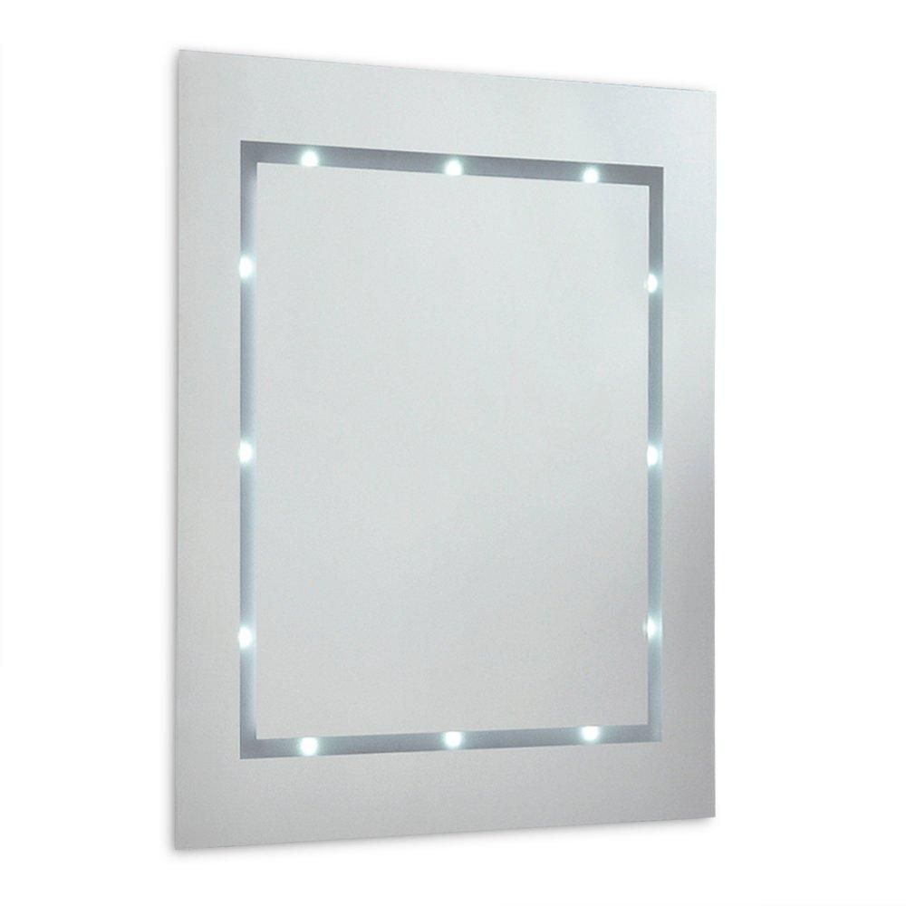 ValueLights Mirror IP44 Bathroom Battery Operated Integrated Cool White LED Mirror Light in Silver