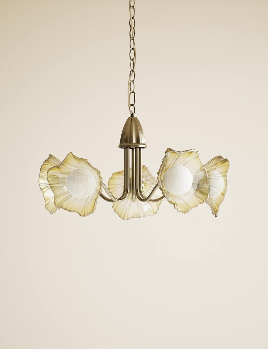 M&S Ombré Glass Flower Multi-light Cluster Antique Brass