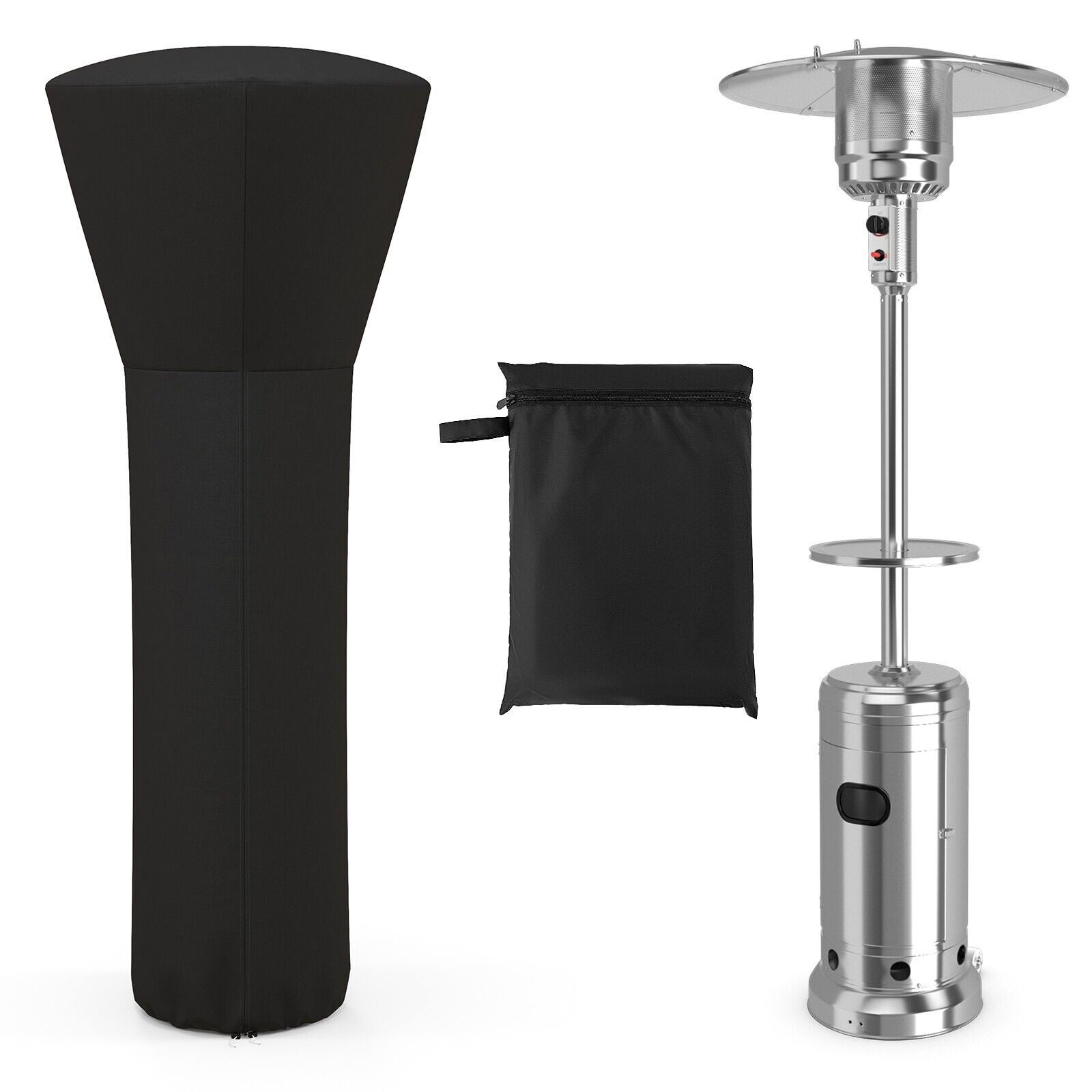 Costway Waterproof Patio Heater Cover Outdoor Patio Propane Heater Cover with Zipper in Black