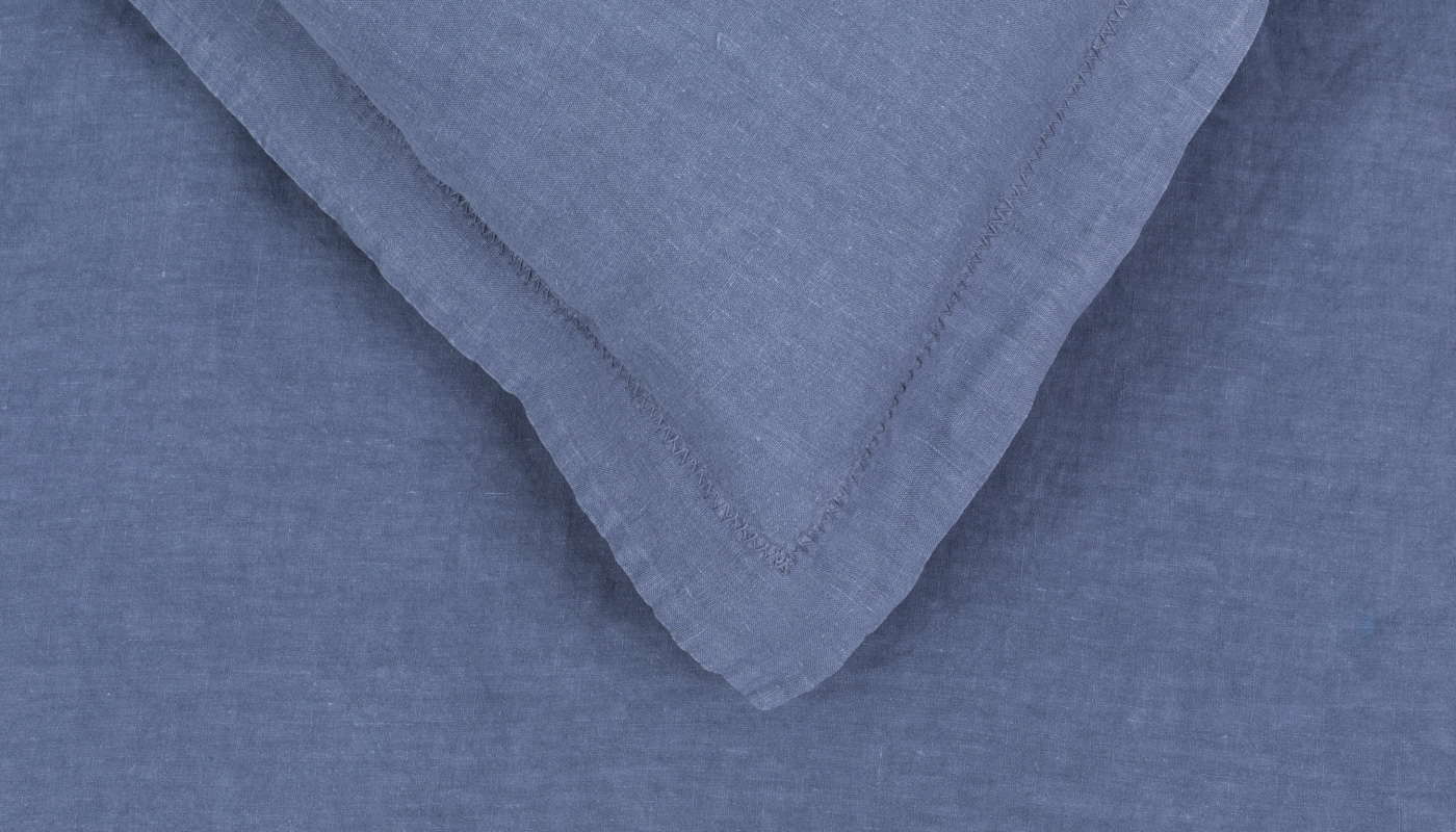 Heal's Washed Linen Blue Superking Fitted Sheet