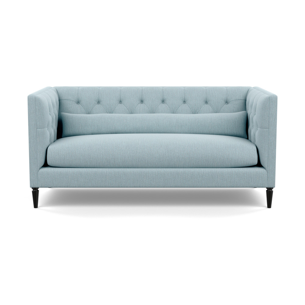 Heal's Balmoral 3 Seater Sofa Smart Linen Mix Duck Egg Black Feet