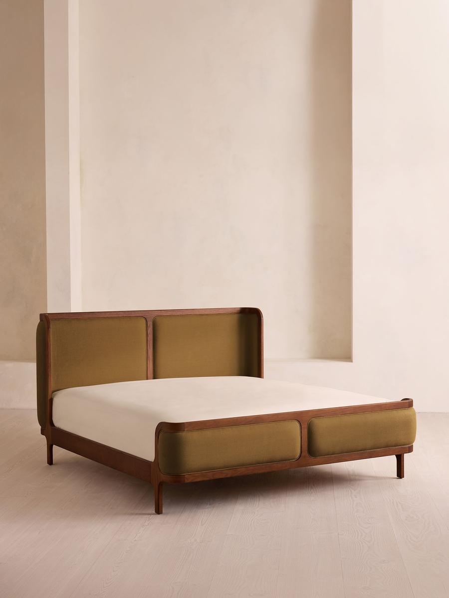 Belsa Bed, King, Linen, Ochre