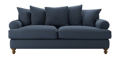 Teddy 3 Seat Sofa Bed in Midnight Blue Brushed Linen Cotton - sofa.com