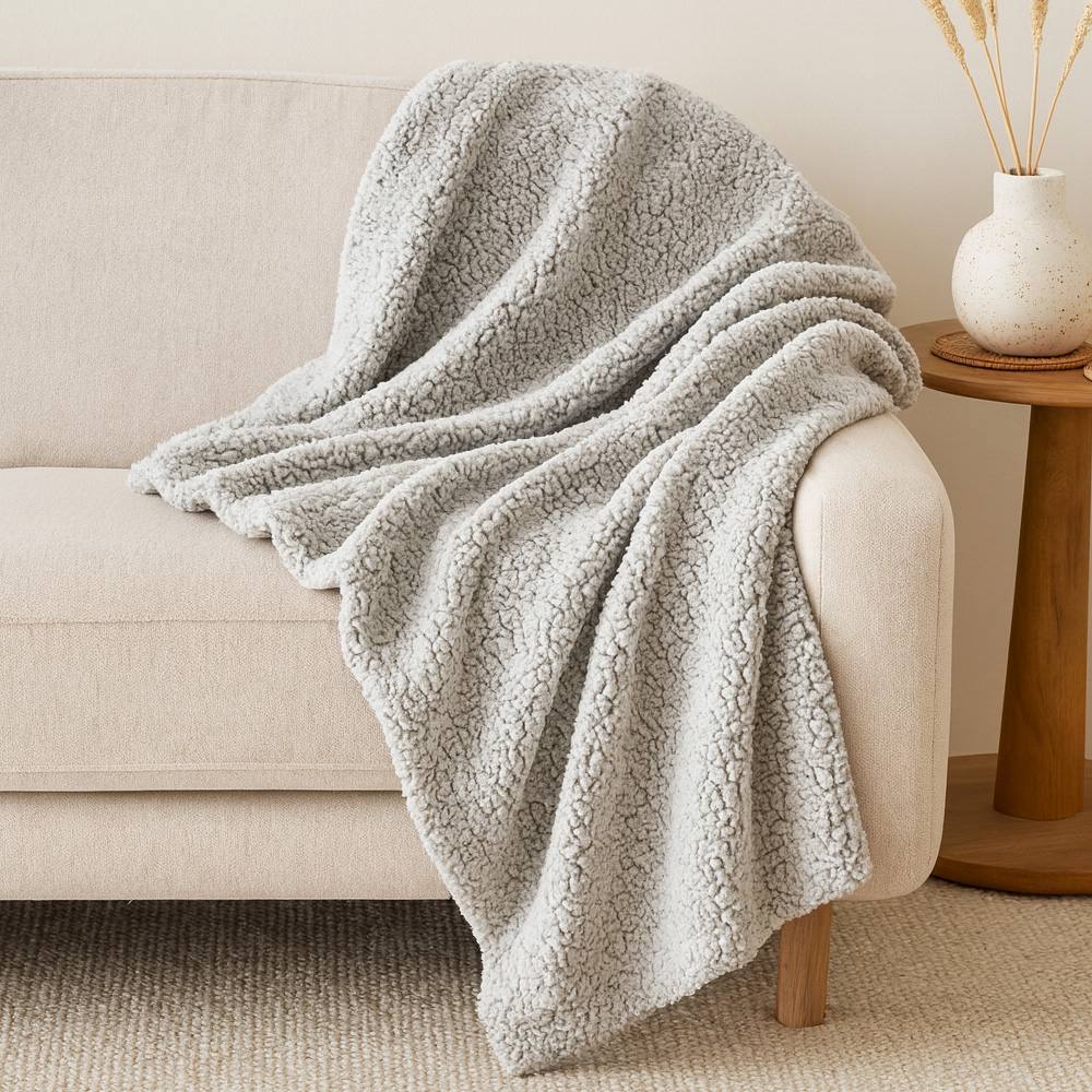 Voltico Super Soft Cuddle Throw 130 x 180cm - Soft Sofa & Bed Blanket in Light Grey