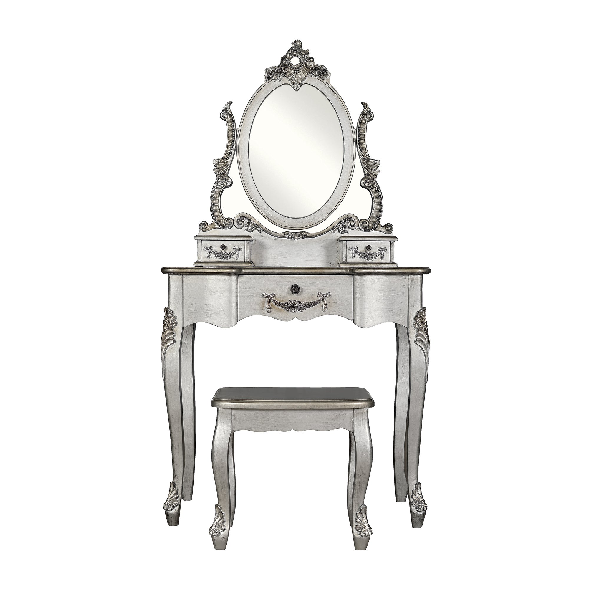 Toulouse Silver Dressing Table Set Silver