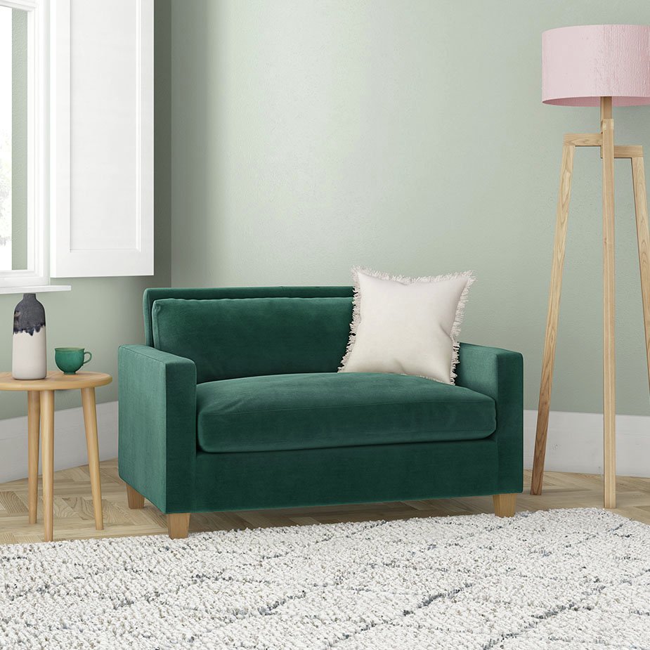 Habitat Chester Velvet Cuddle Chair - Emerald Green