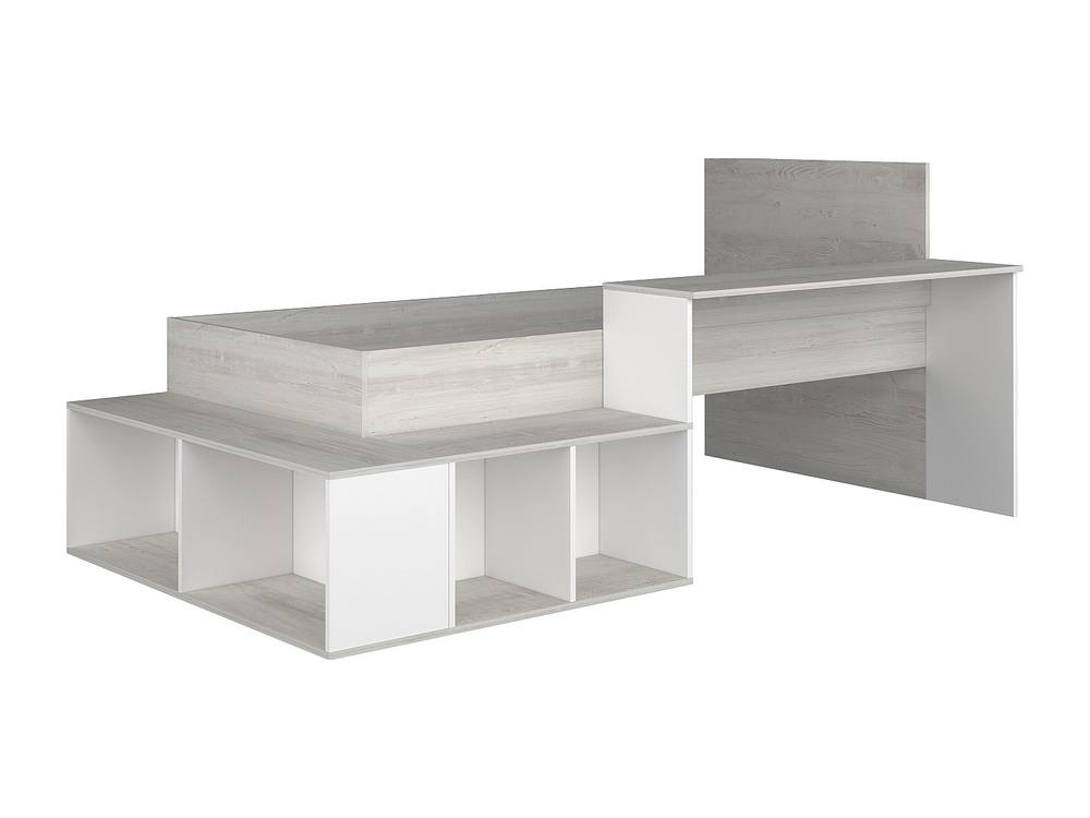 Vente-unique Combination Bed 90 X 200 Cm With Storage & Desk - Colours: Natural in Light Oak