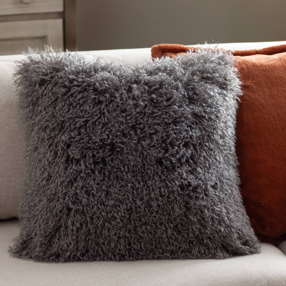 Furn Rowan Faux Fur Cushion in Grey