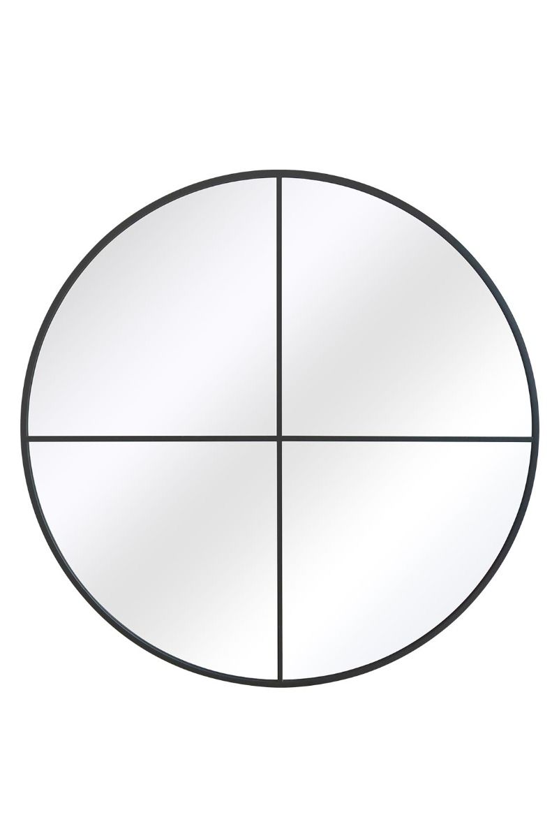 MirrorOutlet Black Large Circular Window Metal Garden Wall Mirror (200x200cm)