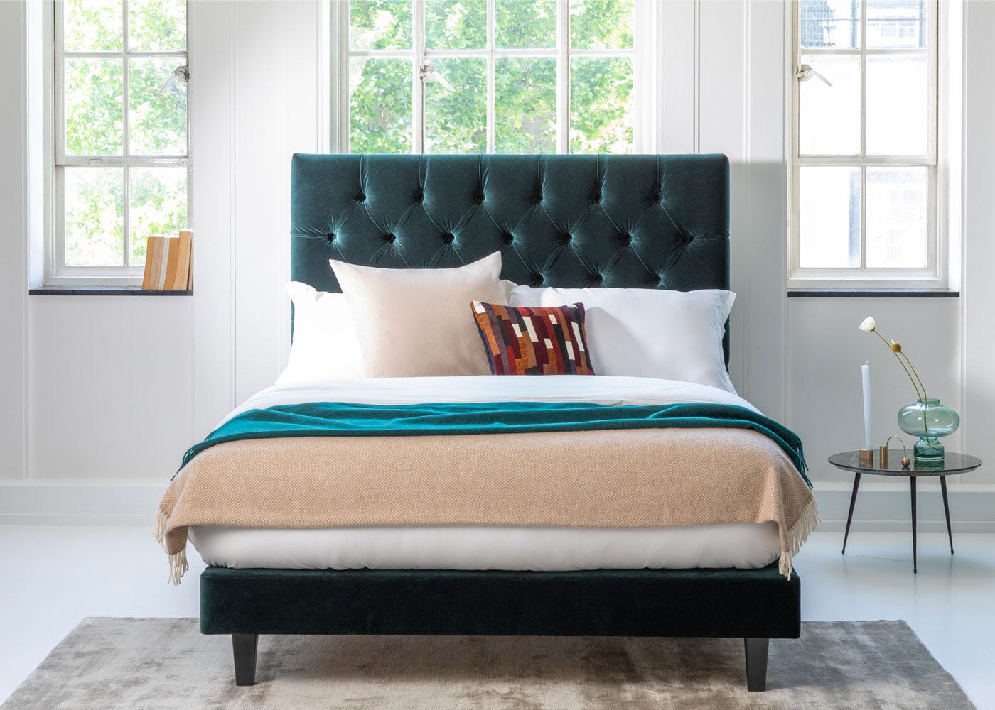 Heal's Shallow Divan King Boucle Steel Light Solid Wood 3