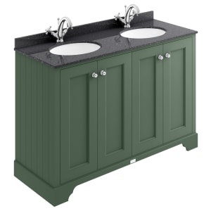 Bayswater Victrion Hunter Green Traditional Freestanding Vanity Unit & Black Marble Top Basin - 1200mm