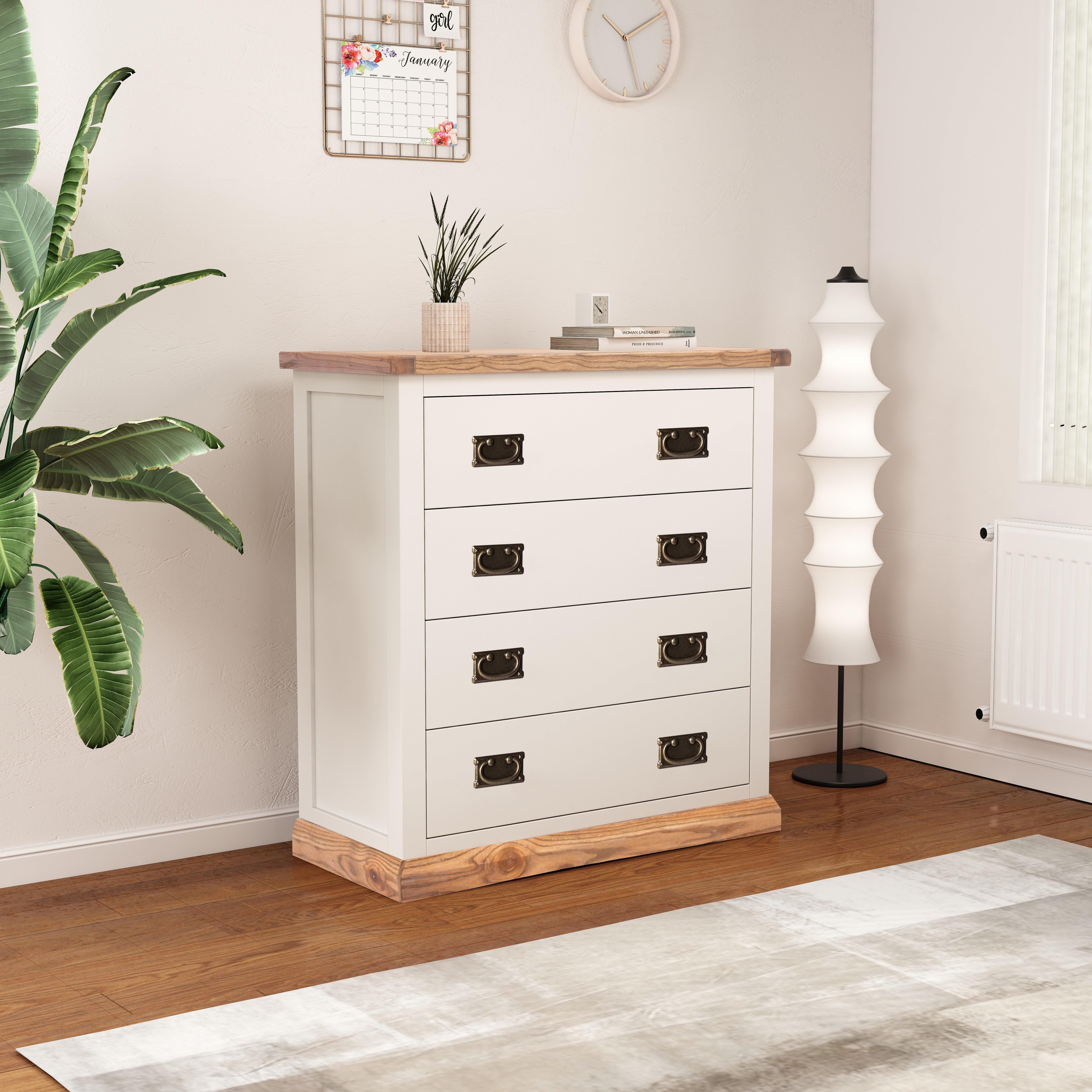 Cabinet Bits Tropea 4 Drawer Chest of Drawers Bras Drop Handle in Off-White