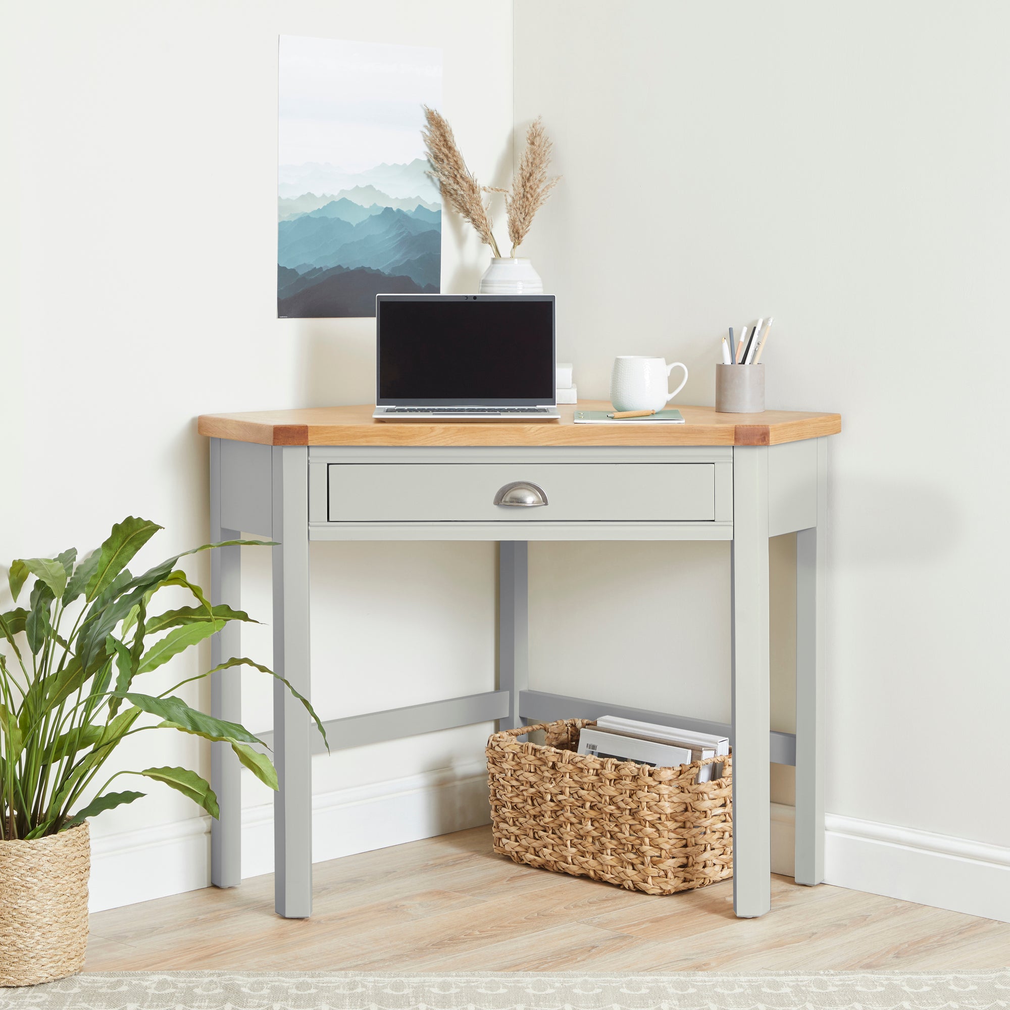 Compton Ivory Corner Desk Cream/Brown