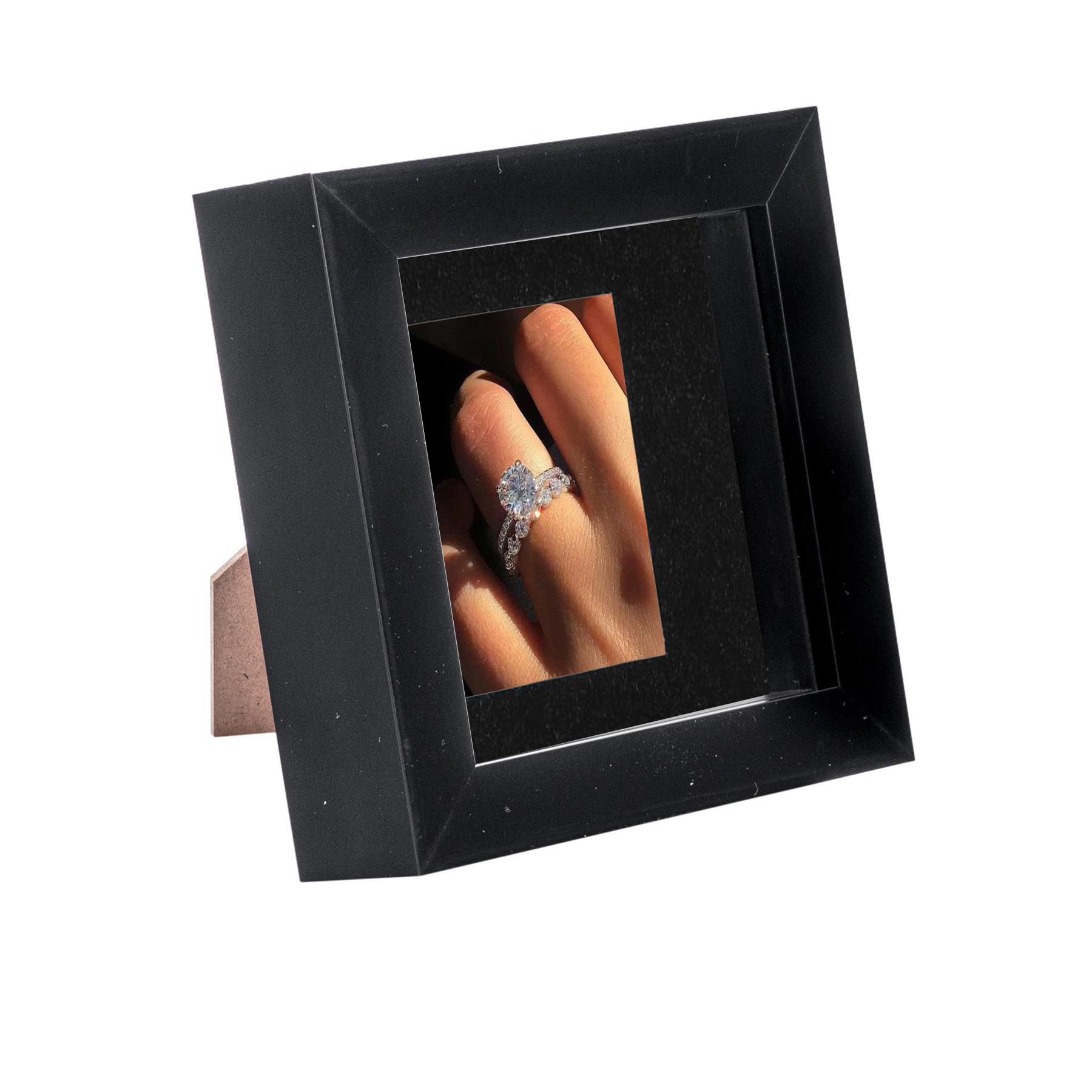 Nicola Spring 3D Box Photo Frame - 4 x 4" with 2 x 2" Mount - White Mount in Black