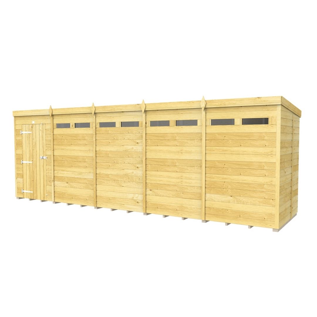 Buttercup Farm 20 x 5 Feet Pent Security Shed - Single Door - L147 x W589 x H201 cm in Brown