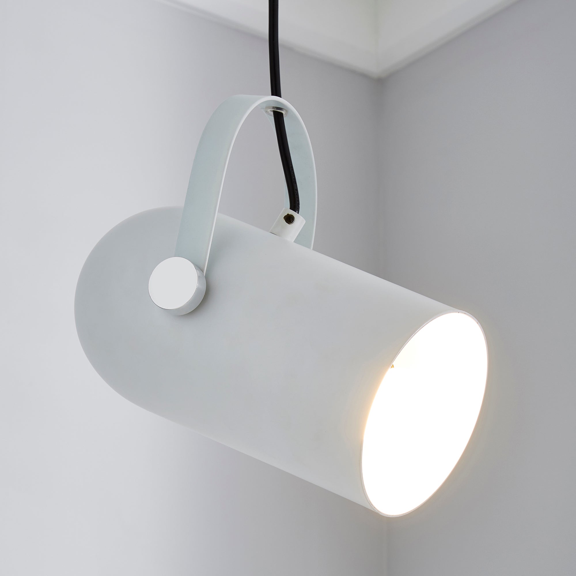 Cameron Camera Head Pendant Ceiling Fitting White