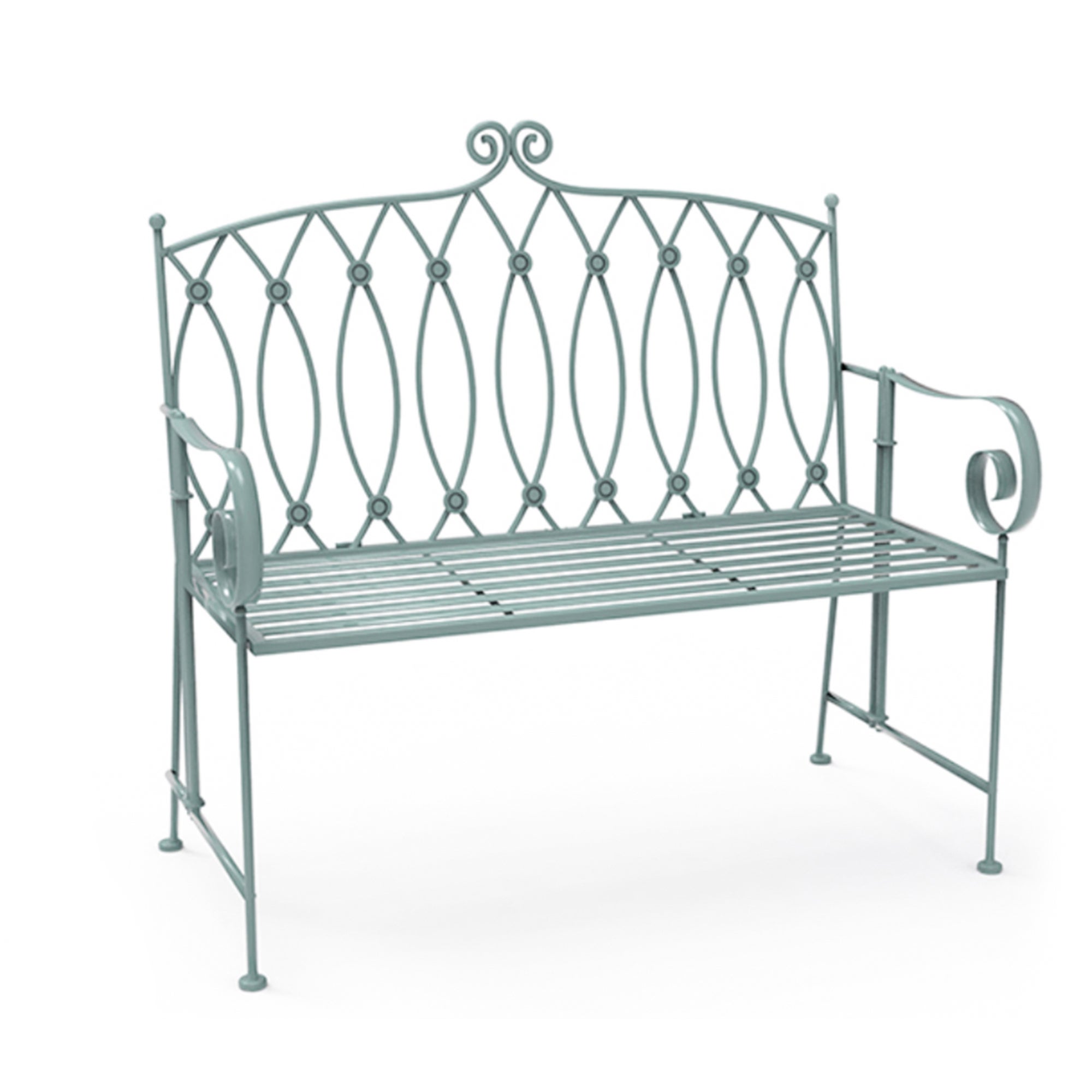 Wrought Iron 2 Seater Sage Green Bench Sage Green