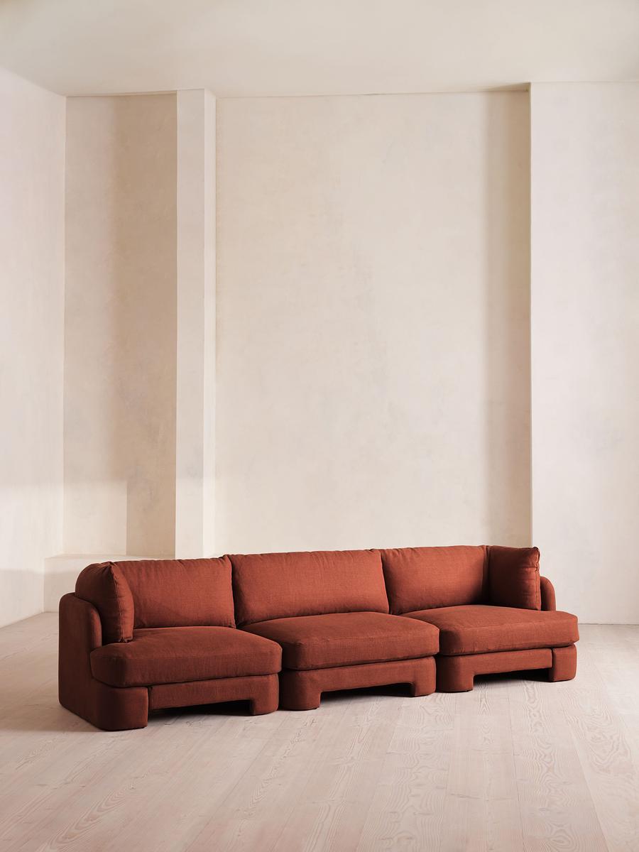 Odell Deeper Sit Modular Sofa, Four Seater, Linen, Sienna