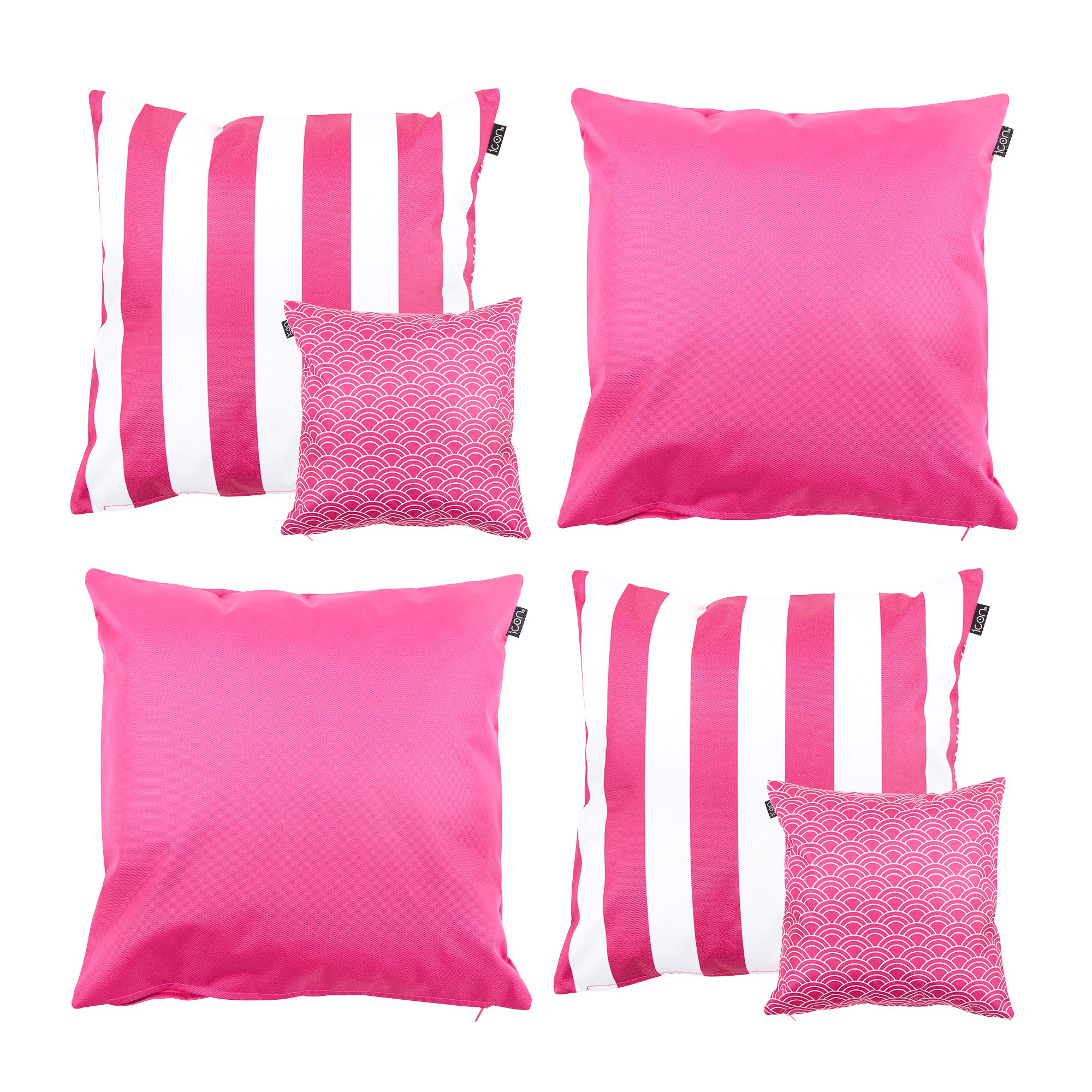 icon Indoor & Outdoor Waterproof Cushion, Plain & Striped, Yellow (4-Pack) in Pink