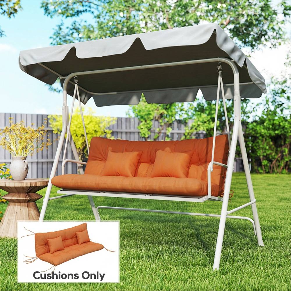 OUTSUNNY Outdoor Seat Cushions Back Cushion with 2 Pillows, Seat Pads in Orange