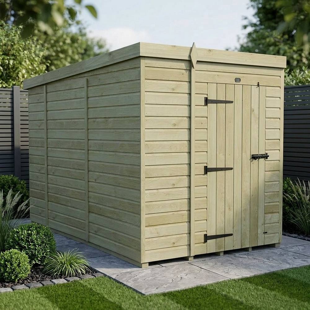 Buttercup Farm 6ft x 10ft Pent Garden Shed Single Door No Windows - Timber in Brown 2