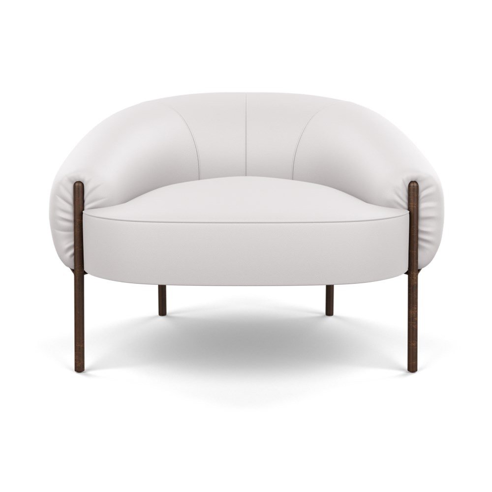 Heal's Isola Armchair Leather Grain White 000 Bronze Feet