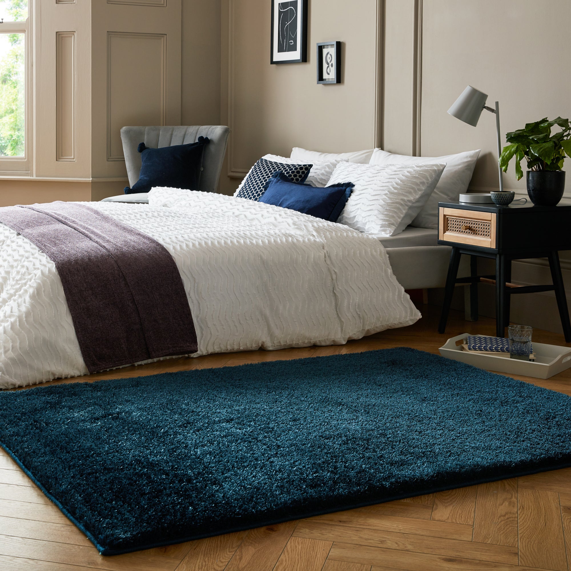 Indulgence Shaggy Rug Blue