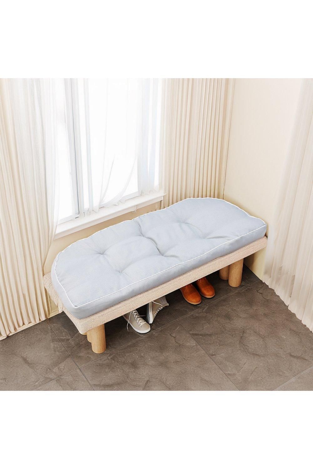 Garden Sanctuary 115cm W x 50cm D Outdoor Curved Bench Cushion in Light Grey