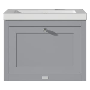 Bayswater Hartleigh Plummett Grey Traditional Wall Hung Vanity Unit & 1 Tap Hole Modern Recessed Basin - 600mm