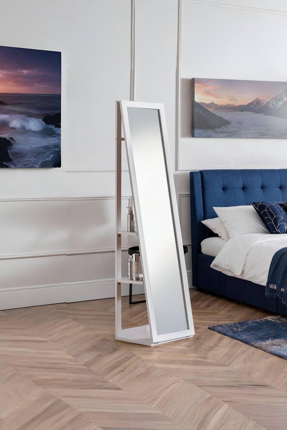 Julian Bowen Fresco Storage Mirror with Shelving in White