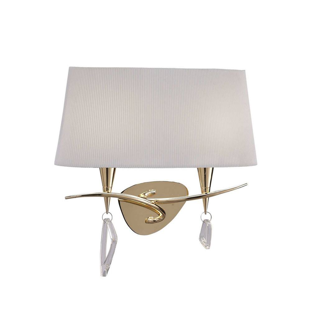 Netlighting Mara Wall Lamp Switched 2 Light E14 French Gold With Ivory White Shade