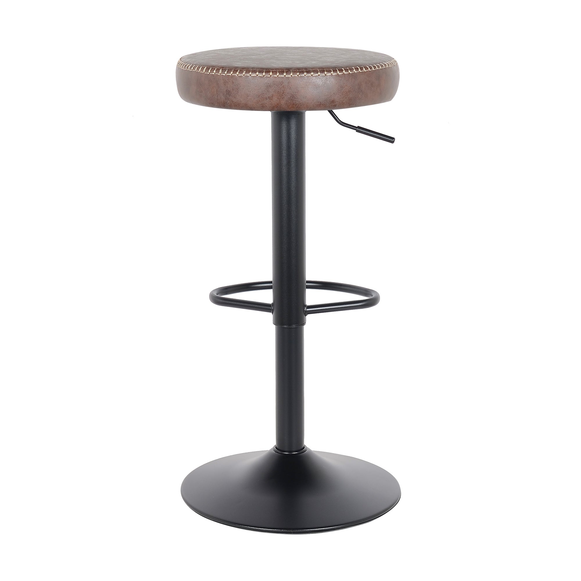 Venice Round Adjustable Height Swivel Bar Stool, Faux Leather