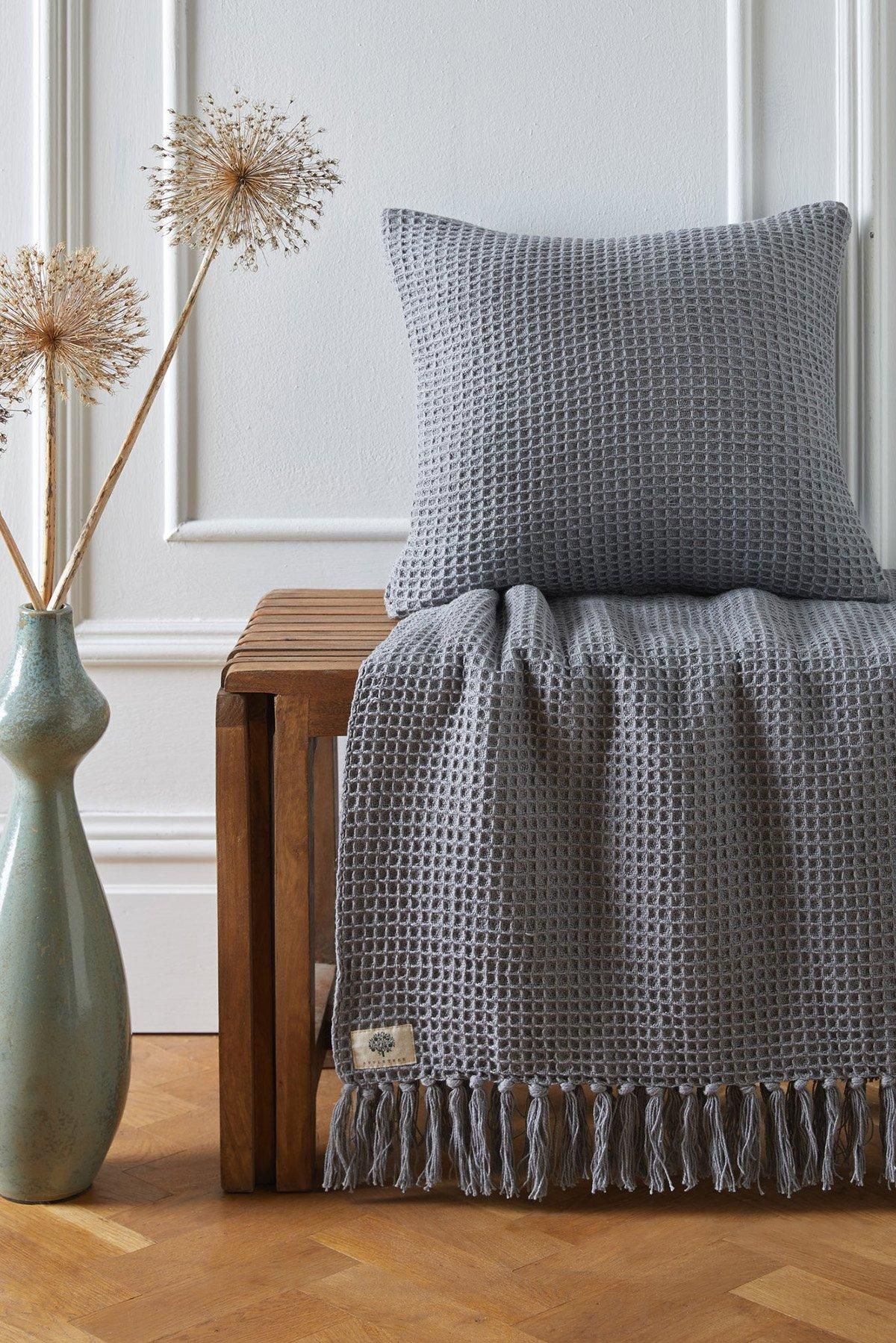 Appletree 'Bruges' Filled Cushion With Geo Waffle Texture in Silver 4