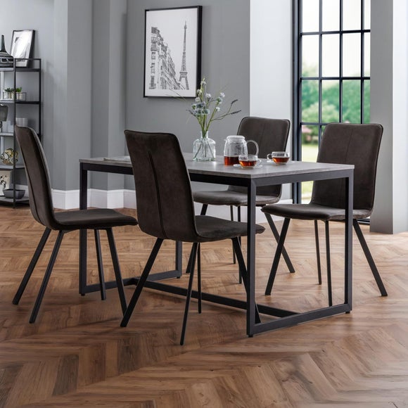 Staten 4 Seater Rectangular Dining Table with 4 Monroe Chairs, Grey