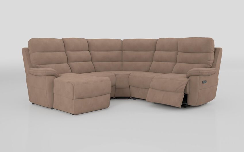 Beige Fabric Ossett 2 Corner 2 Left Hand Facing Chaise Right Hand Facing Power Sofa with Head Tilt
