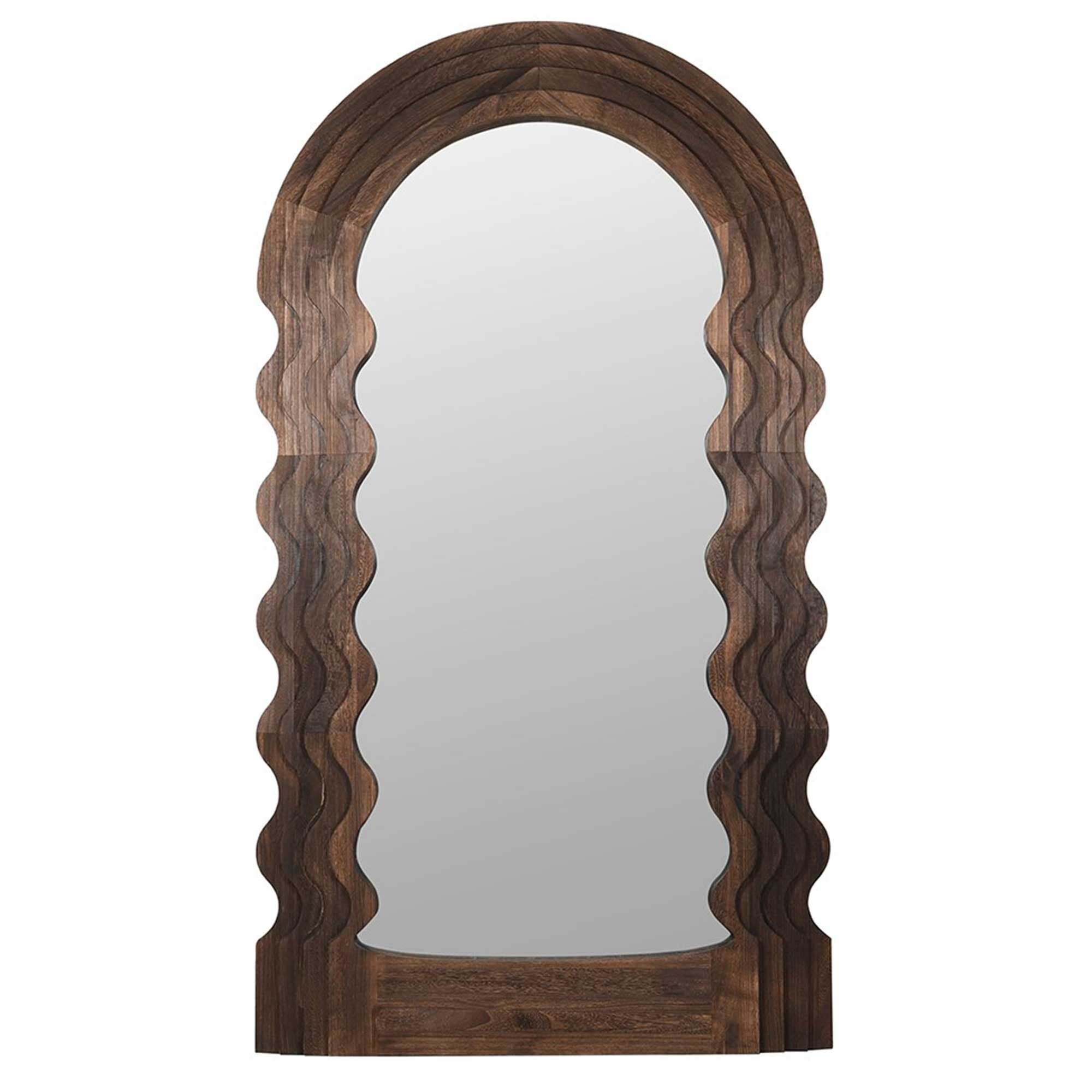 Wavy Wooden Floor Mirror, Brown | Barker & Stonehouse