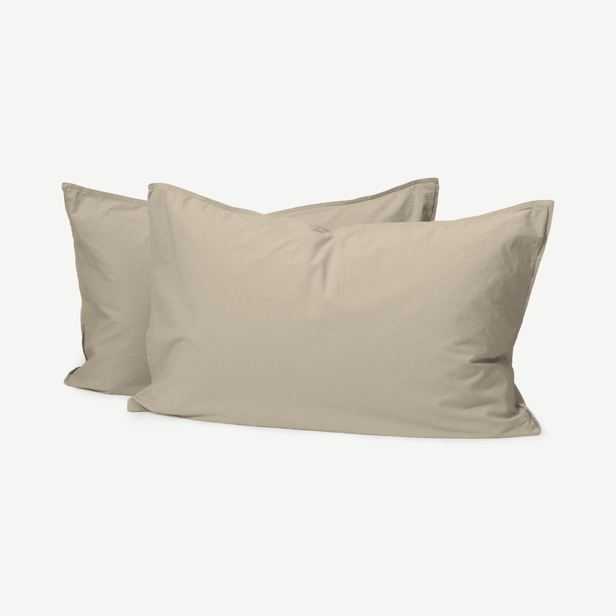 Alexia Stonewashed Cotton Pair of Pillowcases, Stone