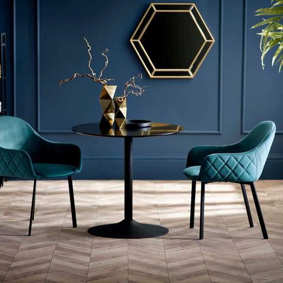 Nero 2 Seater Dining Table Table with 2 Lima Dining Chairs