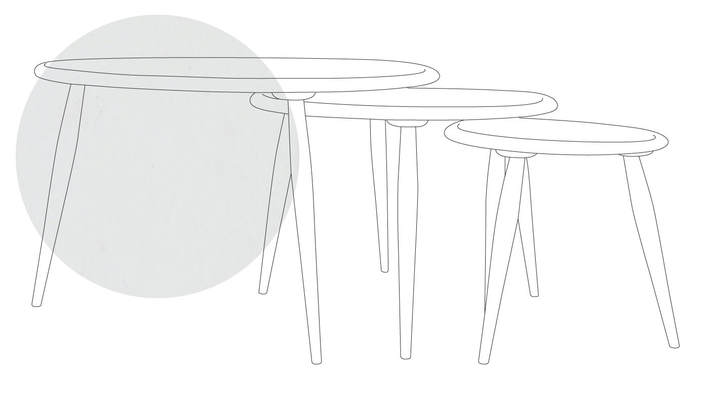 Ercol Pebble Nest of Tables Whitened Ash