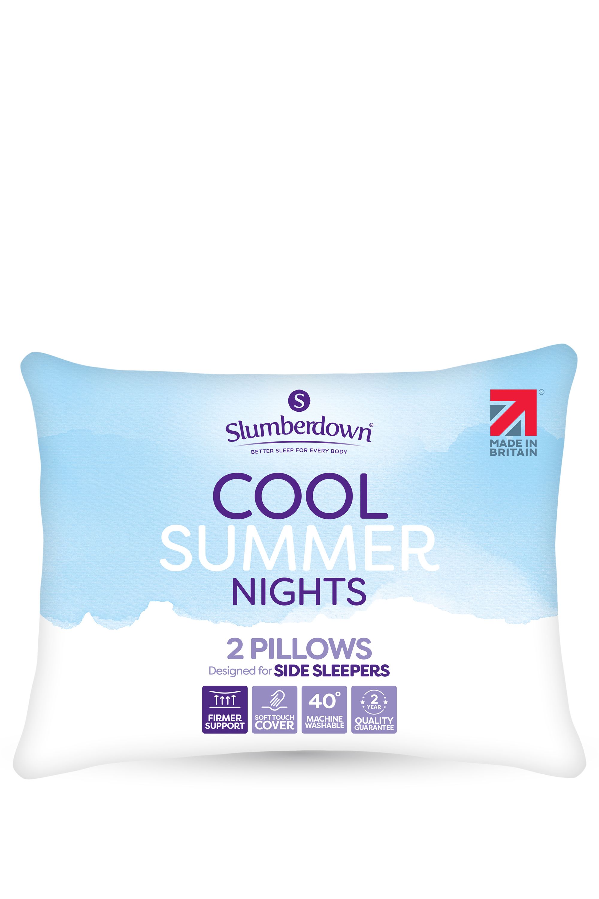 Slumberdown 2 Pack Cool Summer Nights Firm Support Pillows in White