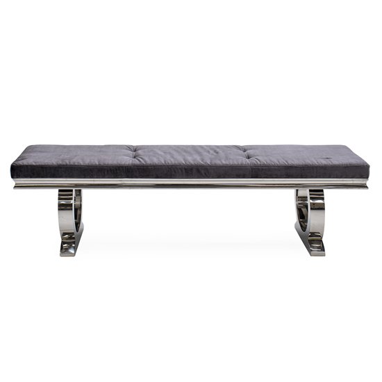Kesley Velvet Upholstered Dining Bench In Charcoal
