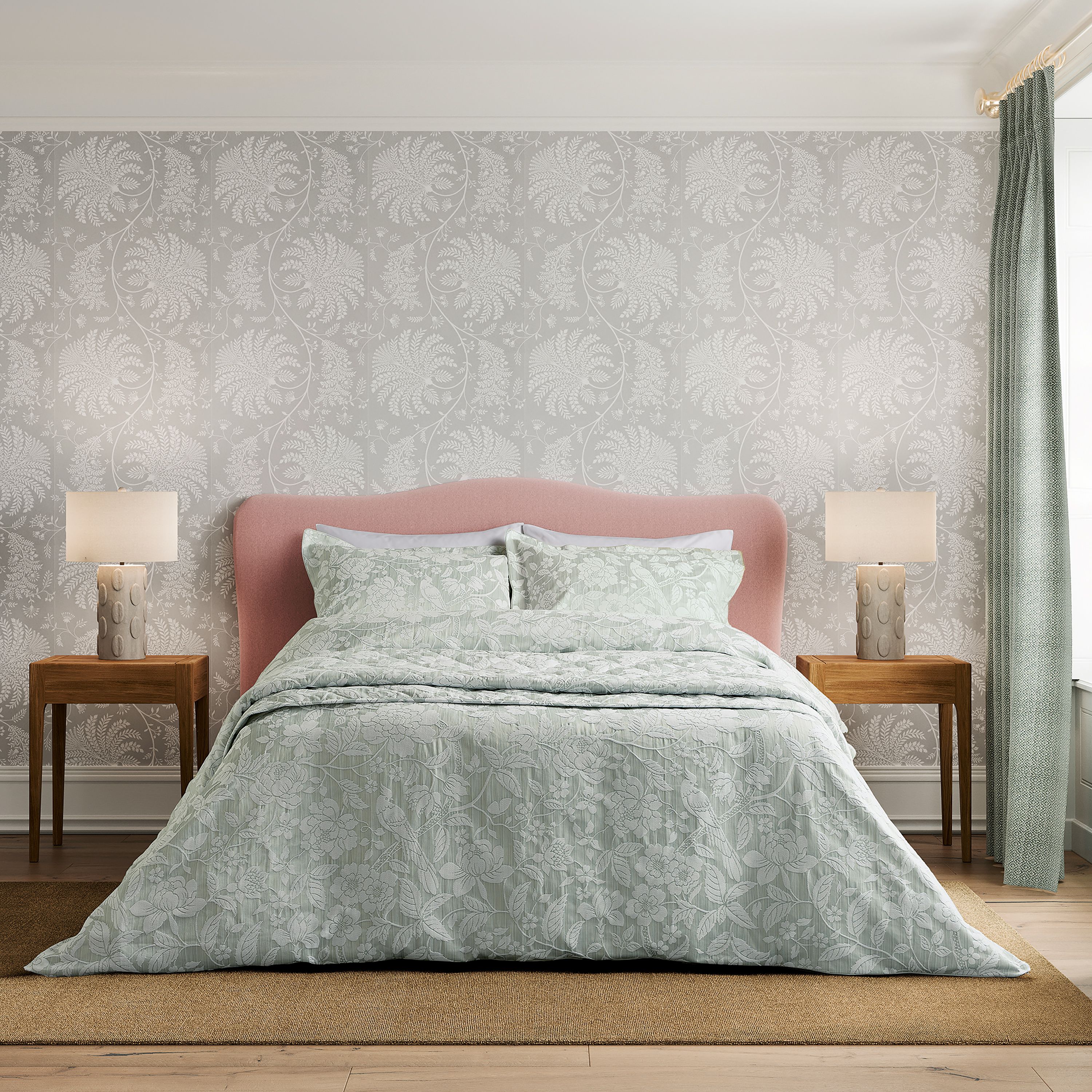 Sanderson 'Pyramus' Cotton Duvet Cover Set in Aqua