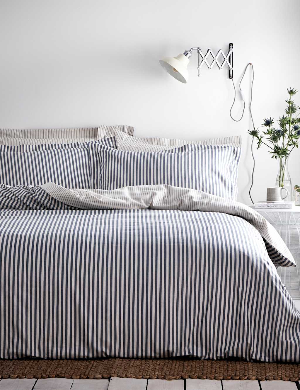 YARD Pure Cotton Hebden Stripe Bedding Set Navy Mix