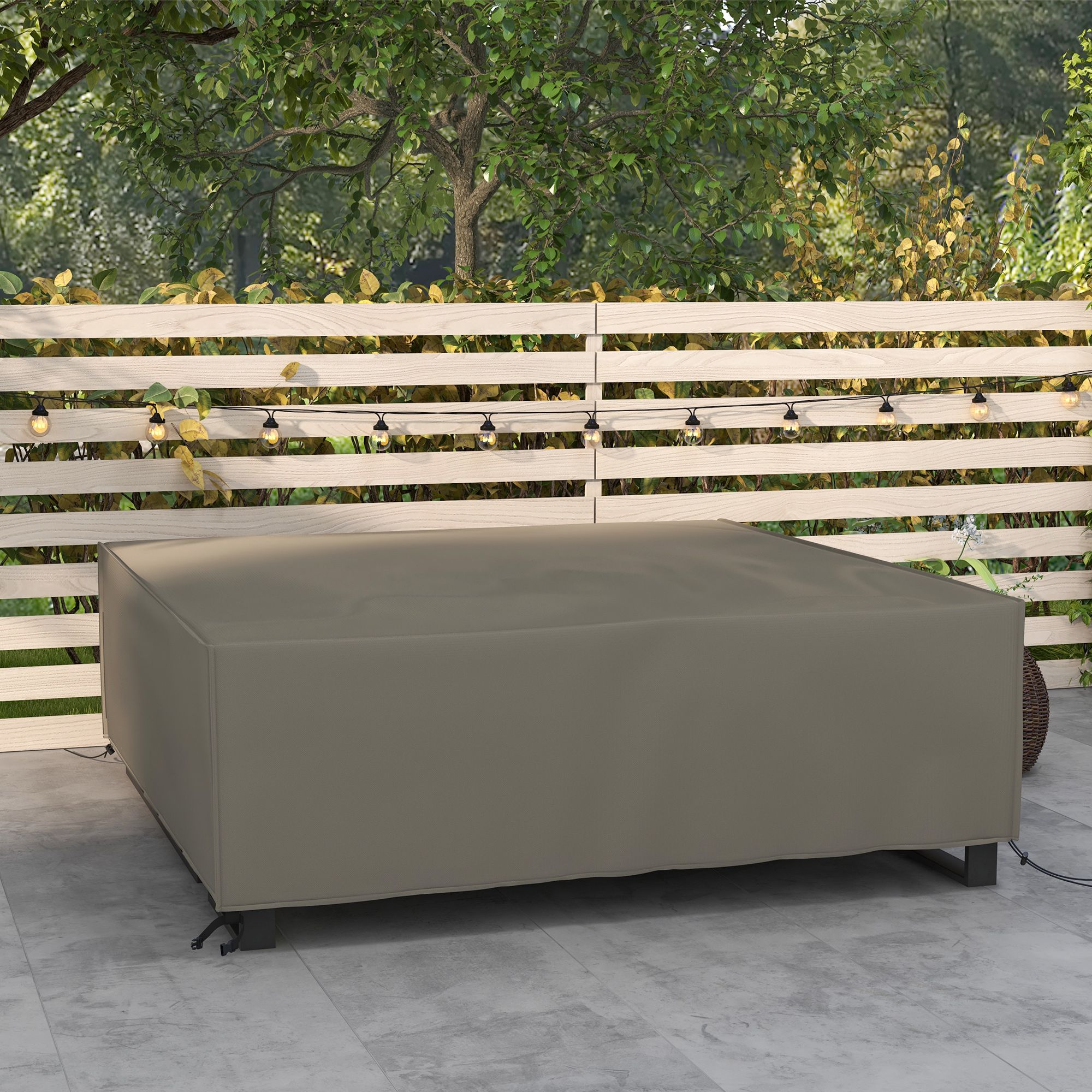 OUTSUNNY Large Garden Set Square Cover Outdoor Furniture Waterproof Resist Fade in Grey