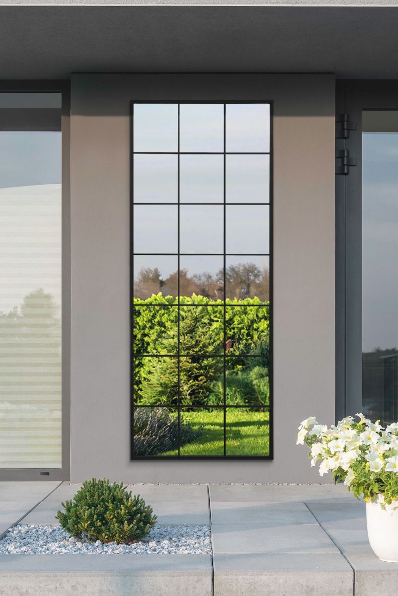 MirrorOutlet Black Modern Window Garden Wall Mirror 79" X 31" (200CM X 80CM)