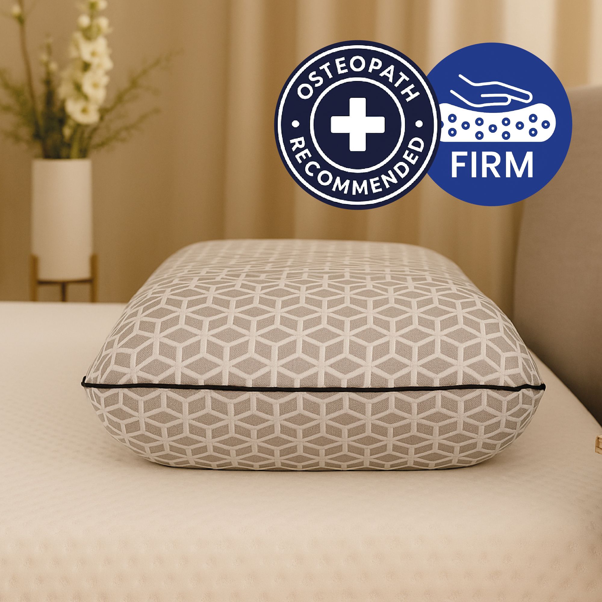 Brightr Sleep Eclipse Best Firm Pillow for Back & Neck Pain Relief in Grey