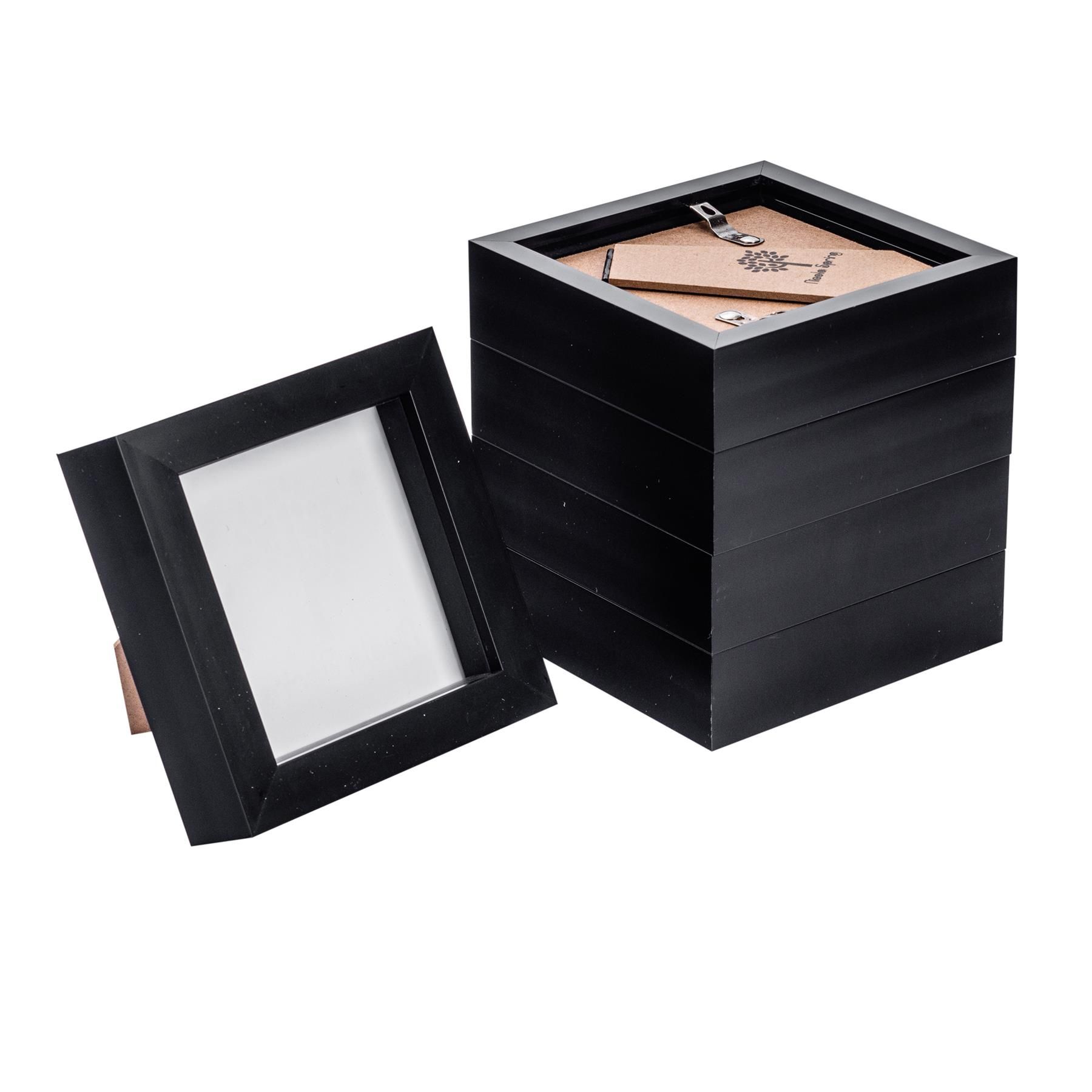 Nicola Spring 3D Box Photo Frames - 4 x 4" - Pack of 5 in Black 1