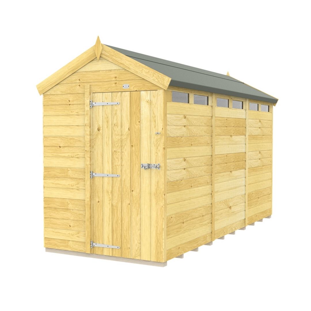 Buttercup Farm 5 x 12 Feet Apex Security Shed - Single Door - L358 x W147 x H217 cm in Brown