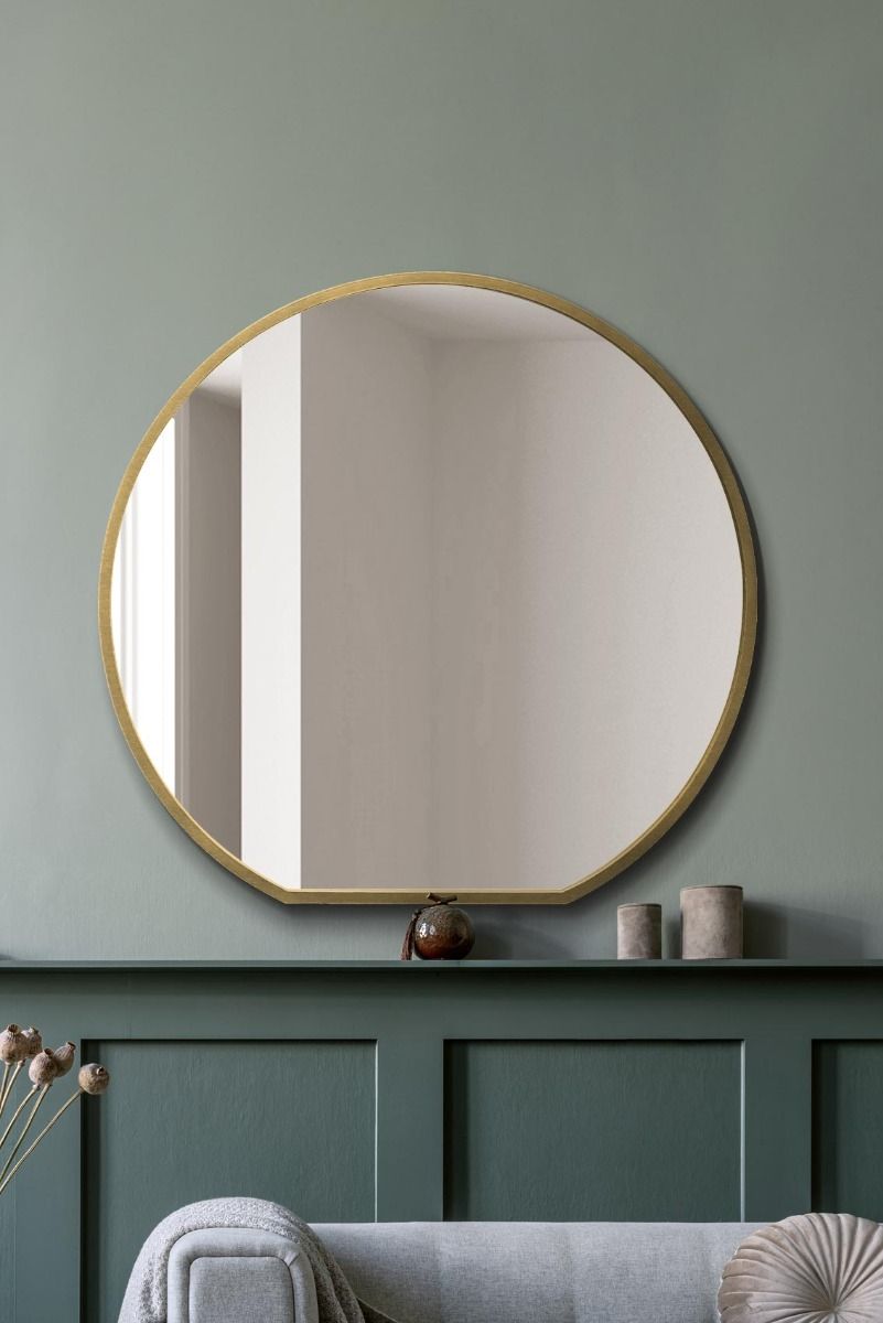 MirrorOutlet Gold Framed Flat Bottom Circular Wall Mirror (126CM X 120CM)